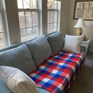 Vintage Faribo Fluff-Loomed Washable Wool Throw Blanket Plaid 64x52" Made USA